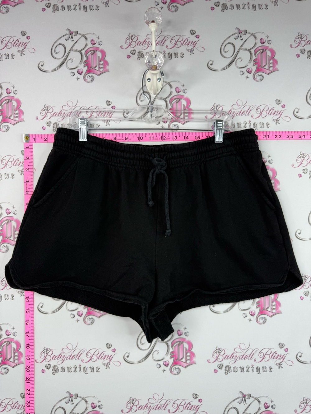 No Boundaries shorts tie up Black Athletic Drawstring Shorts